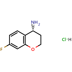 Chemical structure of (R)-7-fluorochroman-4-amine hydrochloride , CAS 1266230-22-1, AChemBlock S87504