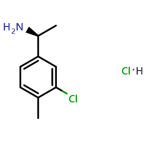Chemical structure of (S)-1-(3-chloro-4-methylphenyl)ethan-1-amine hydrochloride , CAS 1269469-78-4, AChemBlock S87505