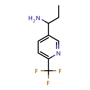 Chemical structure of 1-(6-(trifluoromethyl)pyridin-3-yl)propan-1-amine , CAS 1270424-42-4, AChemBlock S87509