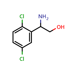 Chemical structure of 2-amino-2-(2,5-dichlorophenyl)ethan-1-ol , CAS 1270510-39-8, AChemBlock S87510