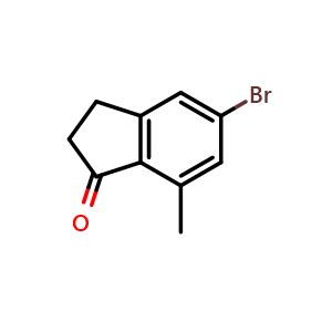 Chemical structure of 5-bromo-7-methyl-2,3-dihydro-1H-inden-1-one , CAS 1273609-67-8, AChemBlock S87516