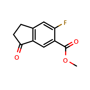Chemical structure of methyl 6-fluoro-3-oxo-2,3-dihydro-1H-indene-5-carboxylate , CAS 1273651-10-7, AChemBlock S87518