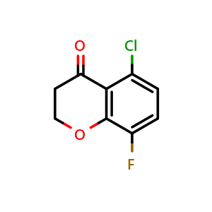 Chemical structure of 5-chloro-8-fluorochroman-4-one , CAS 1273653-86-3, AChemBlock S87519