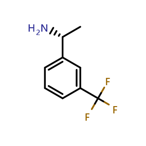 Chemical structure of (R)-1-(3-(trifluoromethyl)phenyl)ethan-1-amine , CAS 127852-30-6, AChemBlock S87524
