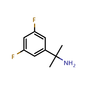 Chemical structure of 2-(3,5-difluorophenyl)propan-2-amine , CAS 130416-51-2, AChemBlock S87529