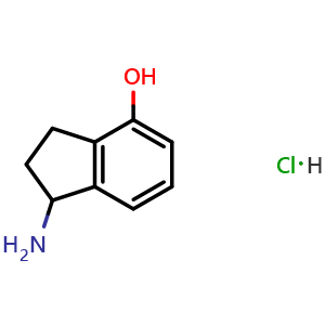 Chemical structure of 1-amino-2,3-dihydro-1H-inden-4-ol hydrochloride , CAS 133497-59-3, AChemBlock S87545