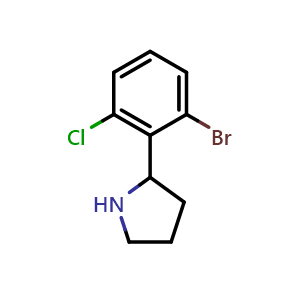 Chemical structure of 2-(2-bromo-6-chlorophenyl)pyrrolidine , CAS 1337065-54-9, AChemBlock S87548