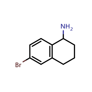 Chemical structure of 6-bromo-1,2,3,4-tetrahydronaphthalen-1-amine , CAS 1337523-99-5, AChemBlock S87551