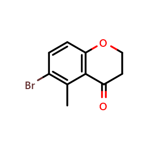 Chemical structure of 6-bromo-5-methylchroman-4-one , CAS 1337838-55-7, AChemBlock S87553