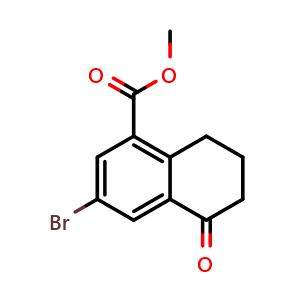 Chemical structure of methyl 3-bromo-5-oxo-5,6,7,8-tetrahydronaphthalene-1-carboxylate , CAS 1344902-57-3, AChemBlock S87560