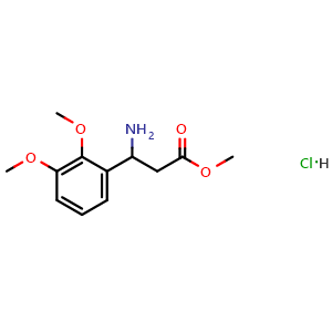 Chemical structure of methyl 3-amino-3-(2,3-dimethoxyphenyl)propanoate hydrochloride , CAS 1369494-59-6, AChemBlock S87567