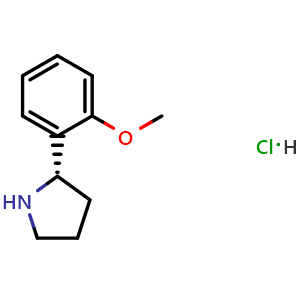 Chemical structure of (S)-2-(2-Methoxyphenyl)pyrrolidine hydrochloride , CAS 1381928-83-1, AChemBlock S87574