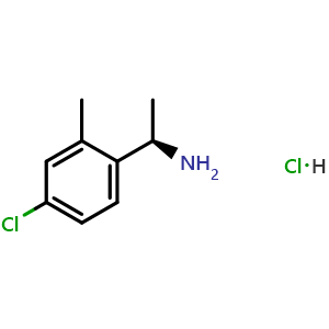 Chemical structure of (R)-1-(4-chloro-2-methylphenyl)ethan-1-amine hydrochloride , CAS 1391435-45-2, AChemBlock S87594