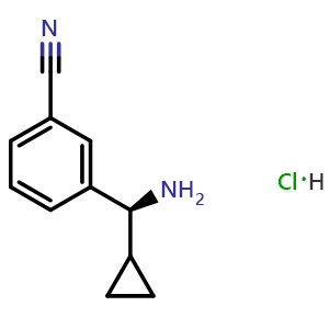 Chemical structure of (S)-3-(amino(cyclopropyl)methyl)benzonitrile hydrochloride , CAS 1391436-28-4, AChemBlock S87596