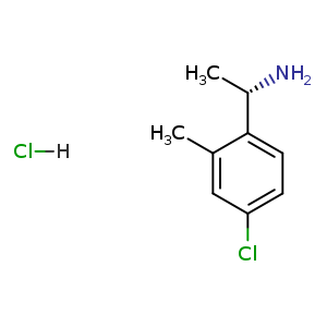 Chemical structure of (S)-1-(4-chloro-2-methylphenyl)ethan-1-amine hydrochloride , CAS 1391443-56-3, AChemBlock S87600