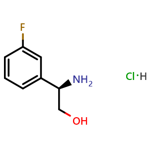 Chemical structure of (R)-2-amino-2-(3-fluorophenyl)ethan-1-ol hydrochloride , CAS 1391447-14-5, AChemBlock S87601