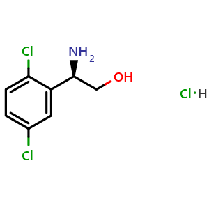 Chemical structure of (R)-2-amino-2-(2,5-dichlorophenyl)ethan-1-ol hydrochloride , CAS 1391487-05-0, AChemBlock S87610