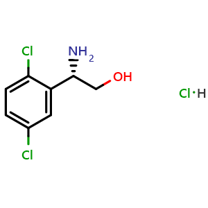 Chemical structure of (S)-2-amino-2-(2,5-dichlorophenyl)ethan-1-ol hydrochloride , CAS 1391487-11-8, AChemBlock S87611