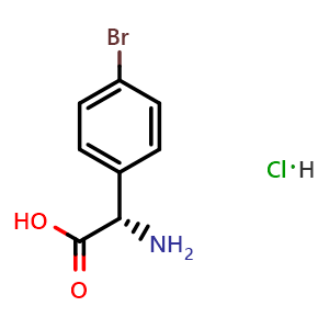Chemical structure of (S)-2-amino-2-(4-bromophenyl)acetic acid hydrochloride , CAS 1391529-06-8, AChemBlock S87616