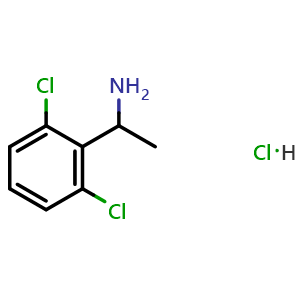 Chemical structure of 1-(2,6-dichlorophenyl)ethan-1-amine hydrochloride , CAS 1394838-53-9, AChemBlock S87625