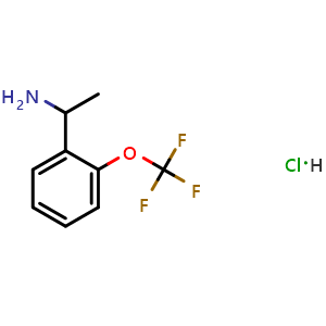 Chemical structure of 1-(2-(trifluoromethoxy)phenyl)ethan-1-amine hydrochloride , CAS 1396816-27-5, AChemBlock S87627