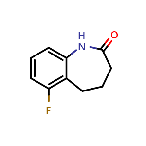 Chemical structure of 6-fluoro-1,3,4,5-tetrahydro-2H-benzo[b]azepin-2-one , CAS 145485-58-1, AChemBlock S87639