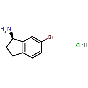 Chemical structure of (R)-6-bromo-2,3-dihydro-1H-inden-1-amine hydrochloride , CAS 1466429-22-0, AChemBlock S87642