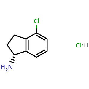 Chemical structure of (R)-4-chloro-2,3-dihydro-1H-inden-1-amine hydrochloride , CAS 1637453-69-0, AChemBlock S87663