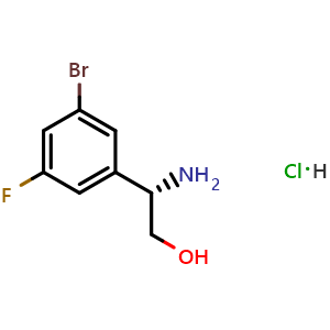 Chemical structure of (S)-2-amino-2-(3-bromo-5-fluorophenyl)ethan-1-ol hydrochloride , CAS 1646566-74-6, AChemBlock S87667