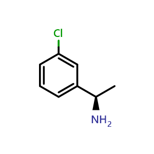 Chemical structure of (R)-1-(3-chlorophenyl)ethan-1-amine , CAS 17061-53-9, AChemBlock S87673