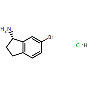 Chemical structure of (S)-6-bromo-2,3-dihydro-1H-inden-1-amine hydrochloride , CAS 1799420-95-3, AChemBlock S87684