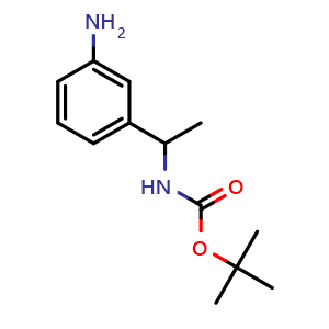 Chemical structure of tert-butyl (1-(3-aminophenyl)ethyl)carbamate , CAS 180079-59-8, AChemBlock S87686