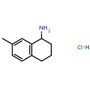 Chemical structure of 7-methyl-1,2,3,4-tetrahydronaphthalen-1-amine hydrochloride , CAS 1810069-89-6, AChemBlock S87692