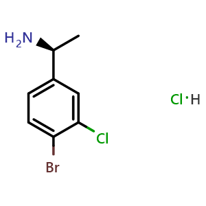 Chemical structure of (S)-1-(4-bromo-3-chlorophenyl)ethan-1-amine hydrochloride , CAS 1810074-64-6, AChemBlock S87701
