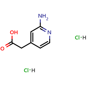 Chemical structure of 2-(2-aminopyridin-4-yl)acetic acid dihydrochloride , CAS 2177266-06-5, AChemBlock S87760