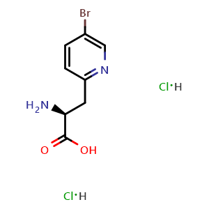 Chemical structure of (S)-2-amino-3-(5-bromopyridin-2-yl)propanoic acid dihydrochloride , CAS 2061996-50-5, AChemBlock S87779