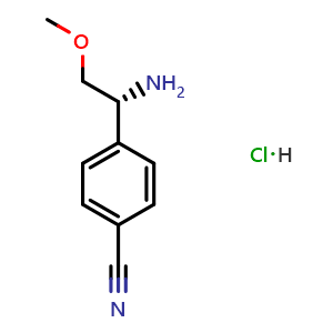 Chemical structure of (R)-4-(1-amino-2-methoxyethyl)benzonitrile hydrochloride , CAS 2061996-79-8, AChemBlock S87783