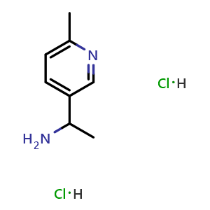 Chemical structure of 1-(6-methylpyridin-3-yl)ethan-1-amine dihydrochloride , CAS 2089381-50-8, AChemBlock S87788