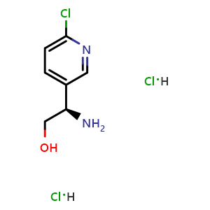 Chemical structure of (R)-2-amino-2-(6-chloropyridin-3-yl)ethan-1-ol dihydrochloride , CAS 2089388-97-4, AChemBlock S87789