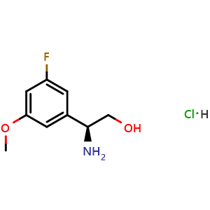 Chemical structure of (S)-2-amino-2-(3-fluoro-5-methoxyphenyl)ethan-1-ol hydrochloride , CAS 2095692-22-9, AChemBlock S87790