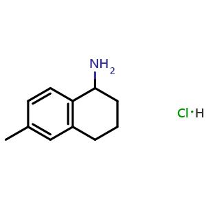 Chemical structure of 6-methyl-1,2,3,4-tetrahydronaphthalen-1-amine hydrochloride , CAS 2097938-61-7, AChemBlock S87793