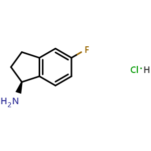 Chemical structure of (S)-5-fluoro-2,3-dihydro-1H-inden-1-amine hydrochloride , CAS 2103399-35-3, AChemBlock S87796