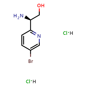 Chemical structure of (R)-2-amino-2-(5-bromopyridin-2-yl)ethan-1-ol dihydrochloride , CAS 2126088-18-2, AChemBlock S87801