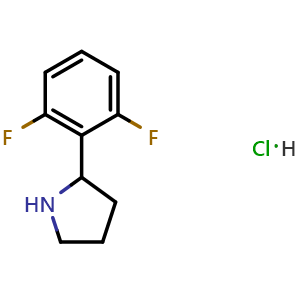 Chemical structure of 2-(2,6-difluorophenyl)pyrrolidine hydrochloride , CAS 2135331-85-8, AChemBlock S87802