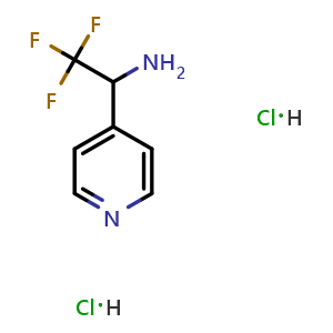 Chemical structure of 2,2,2-trifluoro-1-(pyridin-4-yl)ethan-1-amine dihydrochloride , CAS 2153472-94-5, AChemBlock S87805