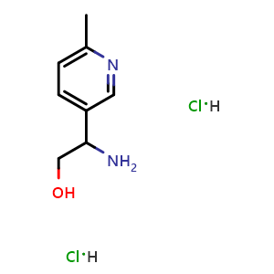 Chemical structure of 2-amino-2-(6-methylpyridin-3-yl)ethan-1-ol dihydrochloride , CAS 2177259-11-7, AChemBlock S87809