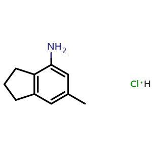 Chemical structure of 6-methyl-2,3-dihydro-1H-inden-4-amine hydrochloride , CAS 2177267-03-5, AChemBlock S87812