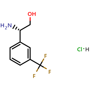 Chemical structure of (S)-2-amino-2-(3-(trifluoromethyl)phenyl)ethan-1-ol hydrochloride , CAS 2243080-08-0, AChemBlock S87821