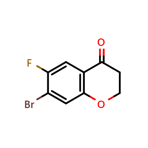 Chemical structure of 7-bromo-6-fluorochroman-4-one , CAS 27407-12-1, AChemBlock S87834