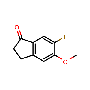 Chemical structure of 6-fluoro-5-methoxy-2,3-dihydro-1H-inden-1-one , CAS 295779-82-7, AChemBlock S87841